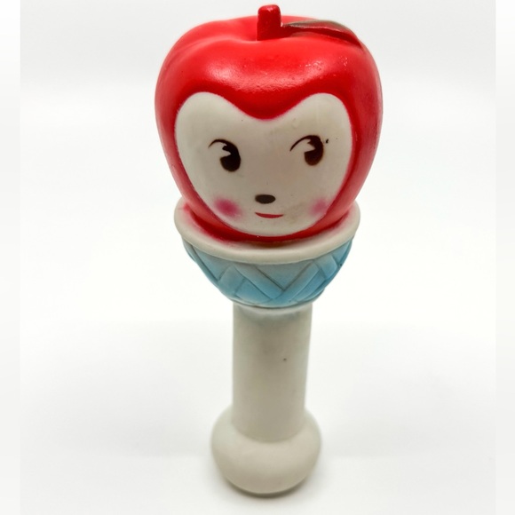 Vintage 1940s-1950s Stahlwood Rubber Smiling Red Apple Squeaker Toy - Picture 8 of 9